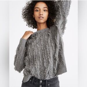 Madewell Gray Merino Wool Textured Sweater Small Cozy Chic Pullover